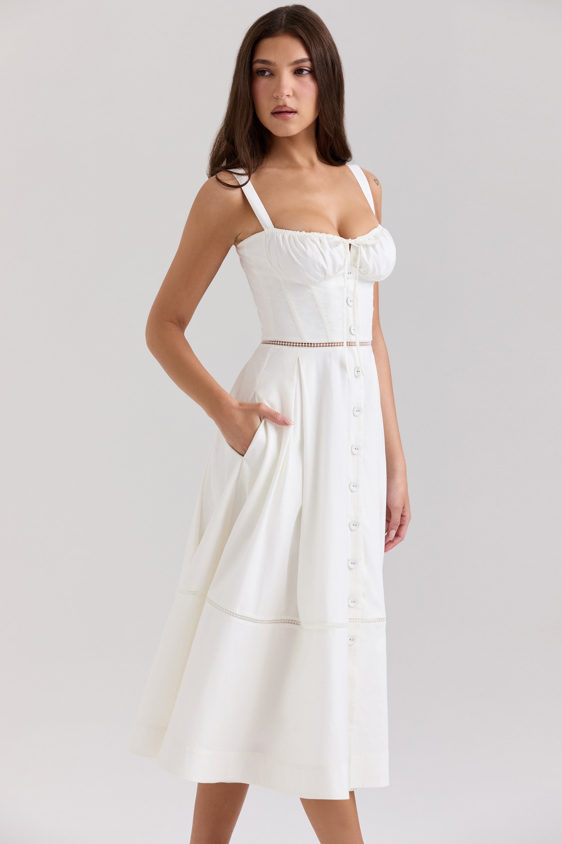 Adèle Robe Mi-Longue Blanc