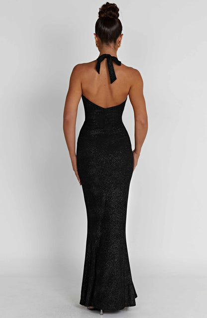 Robe longue Chrishelle - Noir pailleté