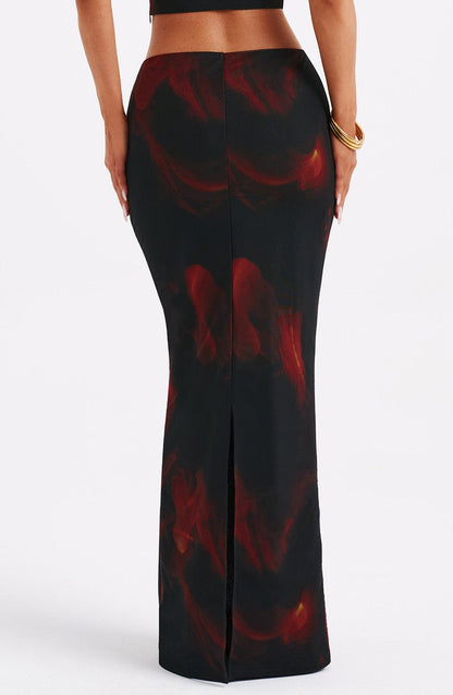 Chrishelle Maxi Skirt - Fire Print