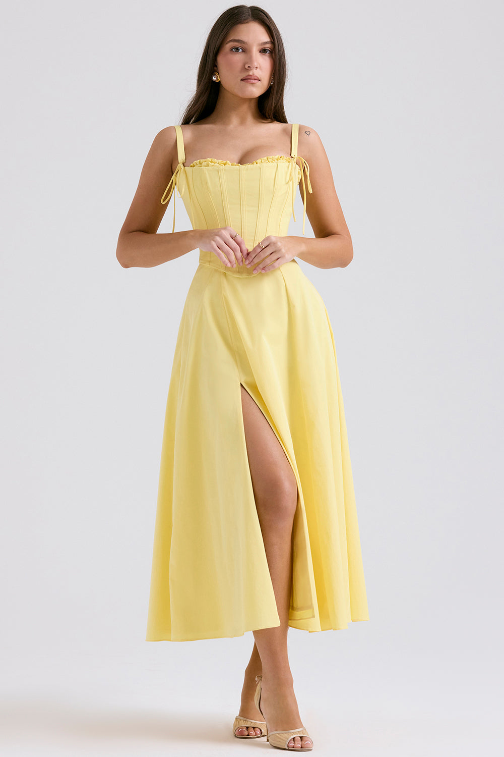 Mirabelle Robe Mi-Longue — Jaune