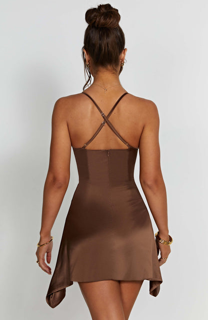 Robe courte Clarise - Chocolat