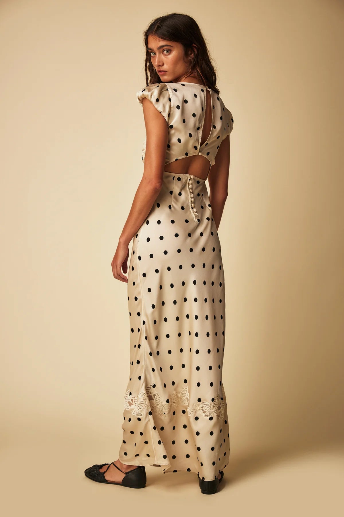Colette Robe Longue Ivoire à pois