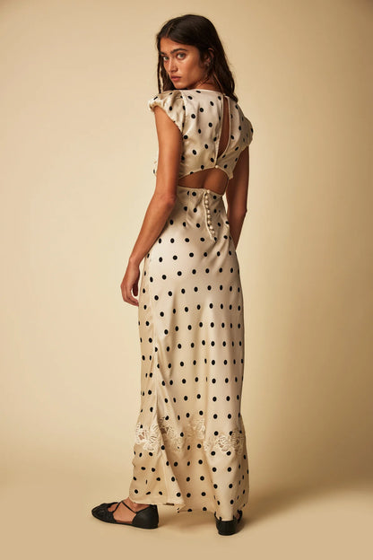 Colette Robe Longue Ivoire à pois