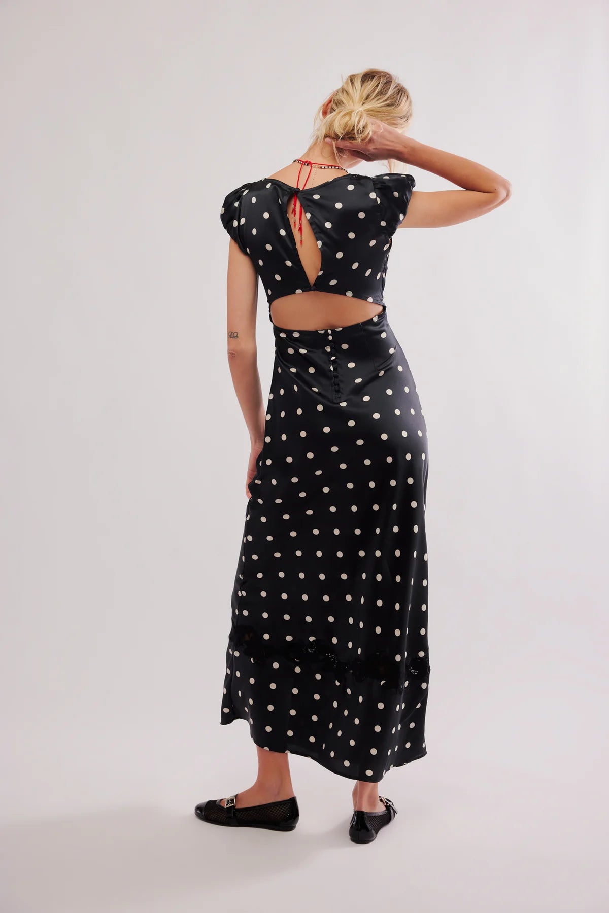 Colette Robe Longue Noir à pois