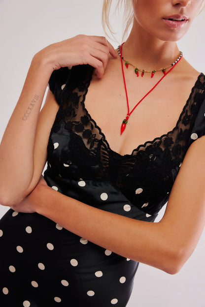 Colette Robe Longue Noir à pois