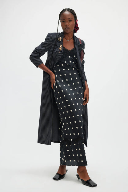 Colette Robe Longue Noir à pois