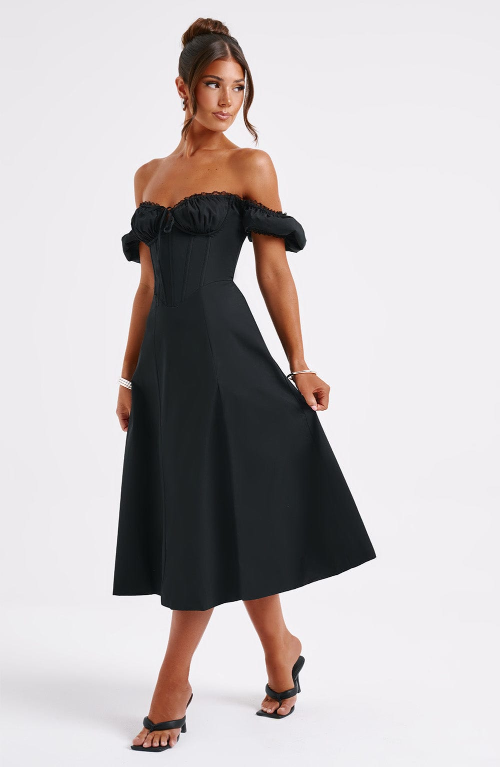 Robe mi-longue Courtney - Noir