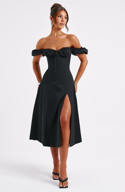 Robe mi-longue Courtney - Noir