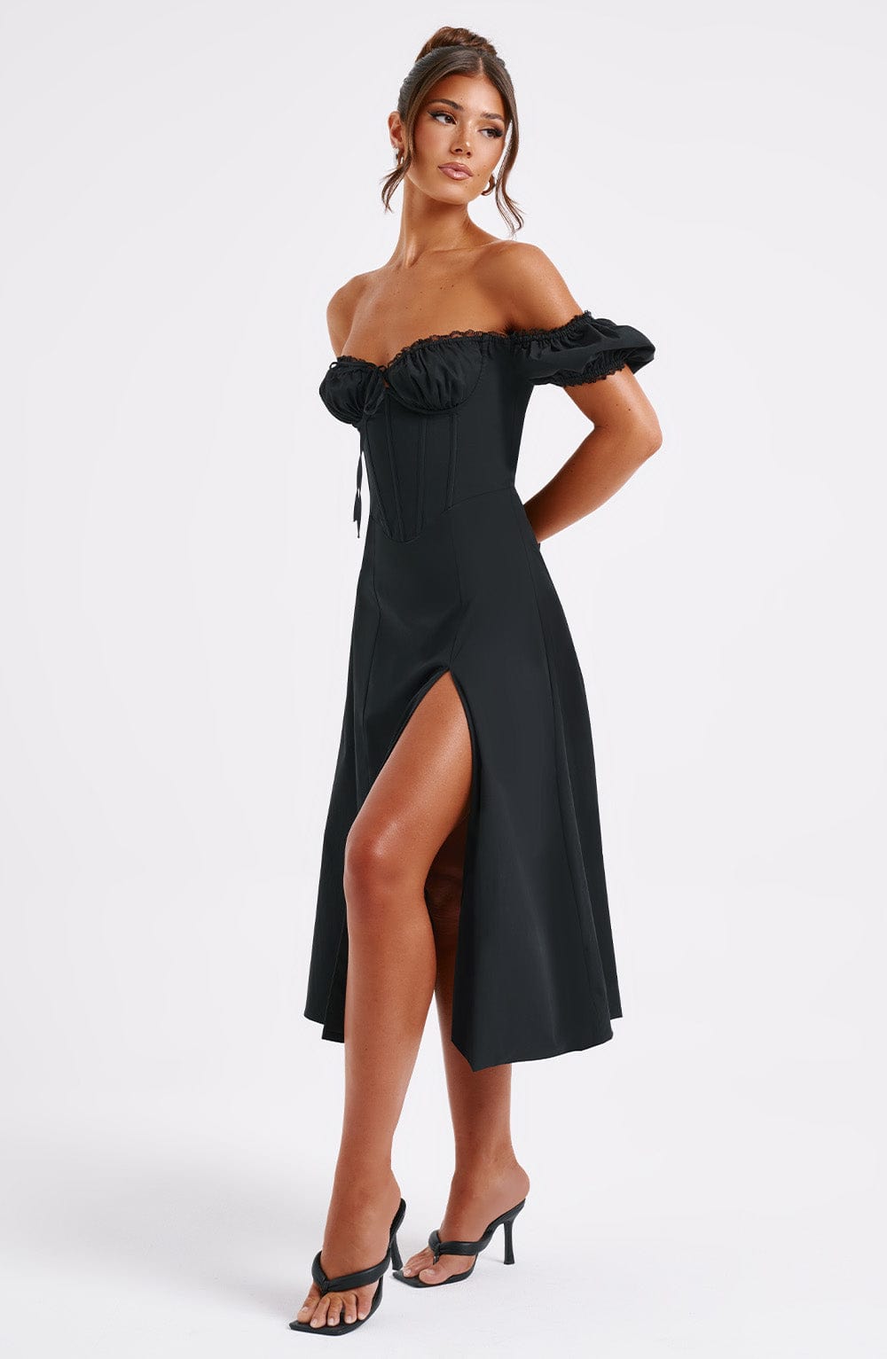 Robe mi-longue Courtney - Noir