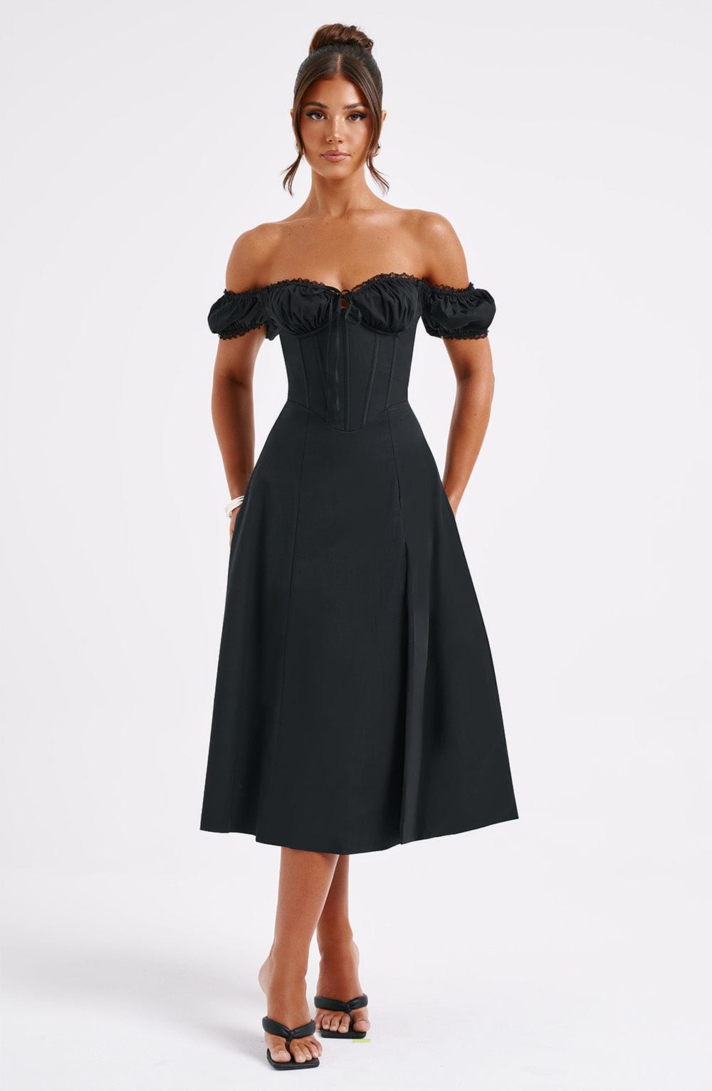 Robe mi-longue Courtney - Noir