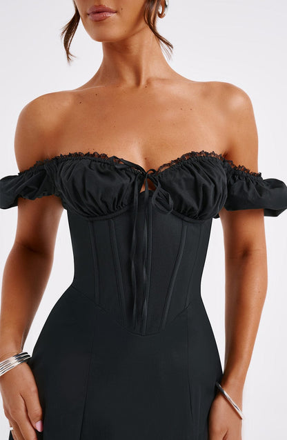 Robe mi-longue Courtney - Noir