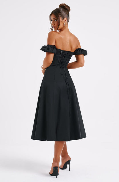 Robe mi-longue Courtney - Noir