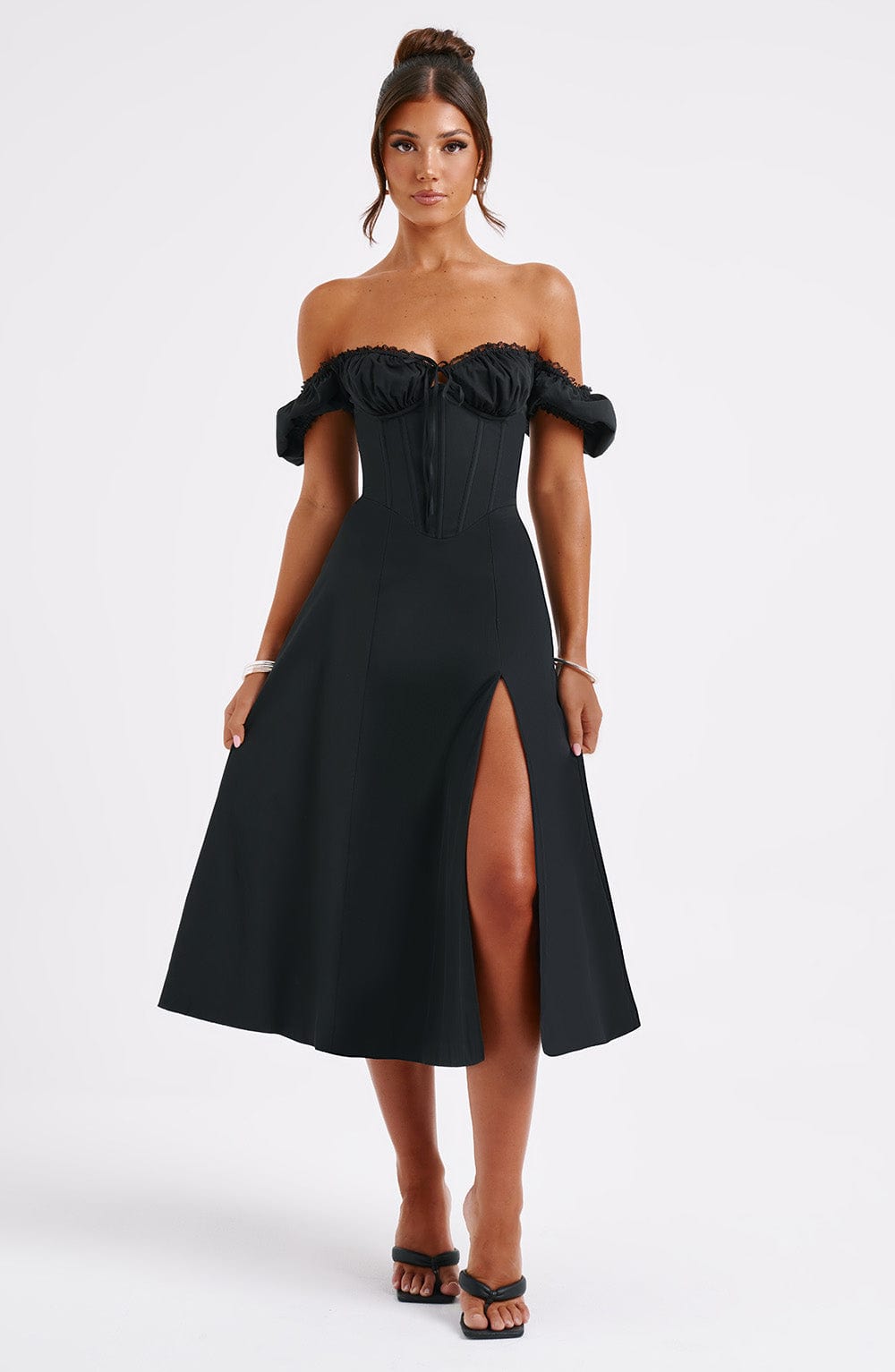 Robe mi-longue Courtney - Noir