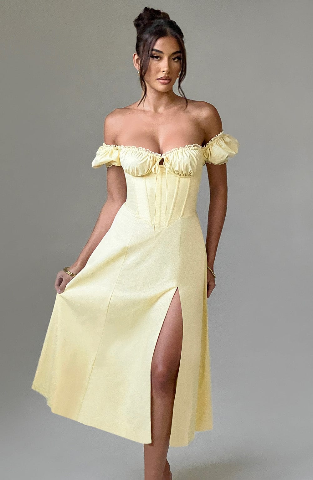 Robe mi-longue Courtney - Citron