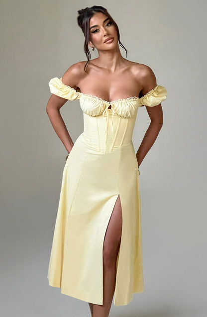 Robe mi-longue Courtney - Citron