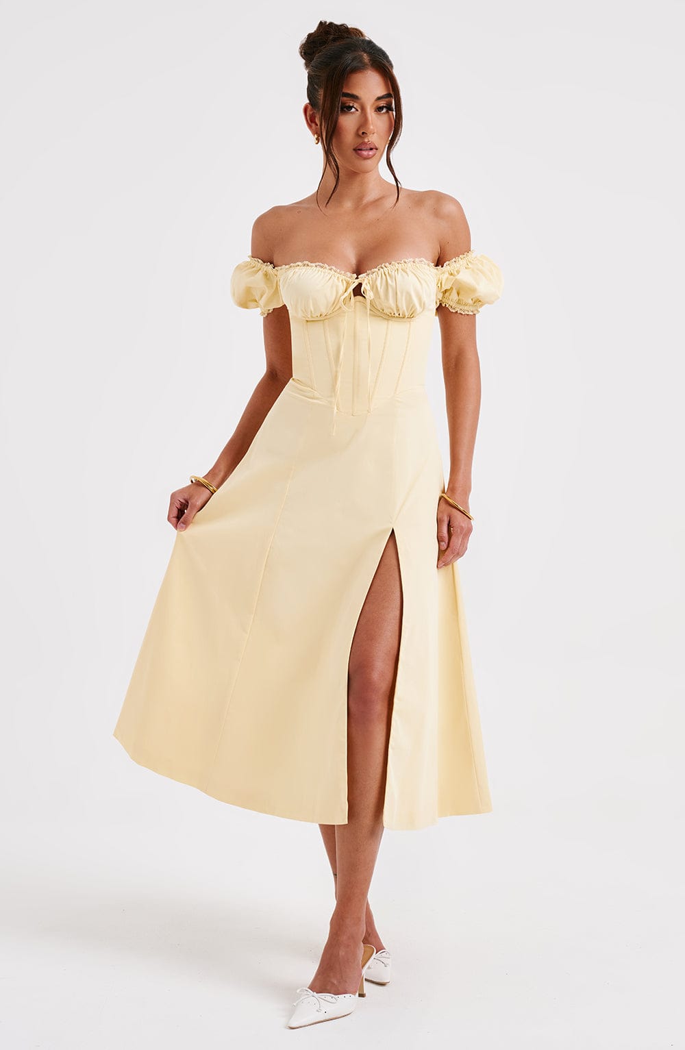 Robe mi-longue Courtney - Citron