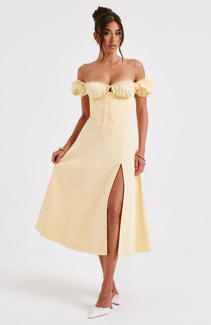 Robe mi-longue Courtney - Citron