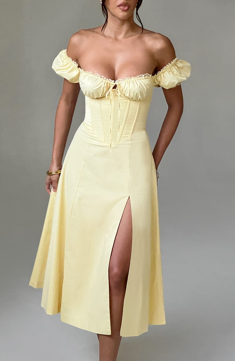 Robe mi-longue Courtney - Citron