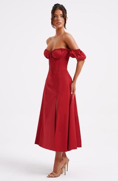 Robe mi-longue Courtney - Rouge