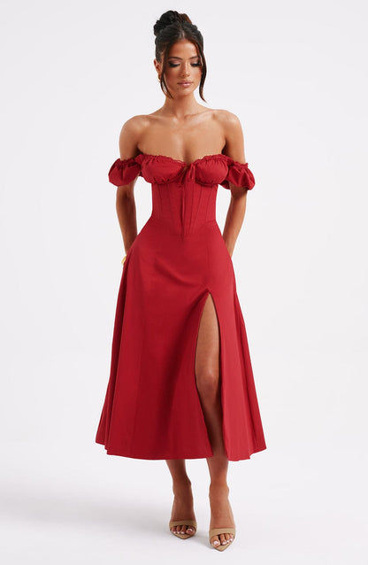 Robe mi-longue Courtney - Rouge