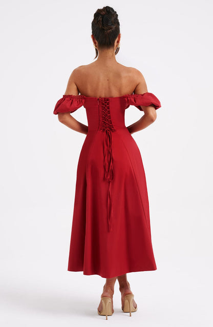 Robe mi-longue Courtney - Rouge