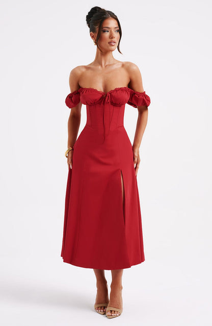 Robe mi-longue Courtney - Rouge