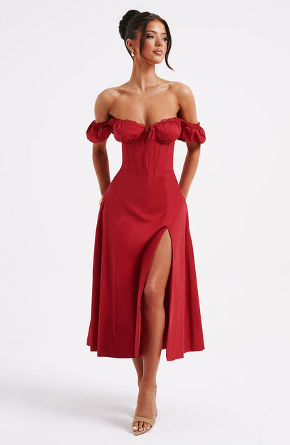 Robe mi-longue Courtney - Rouge