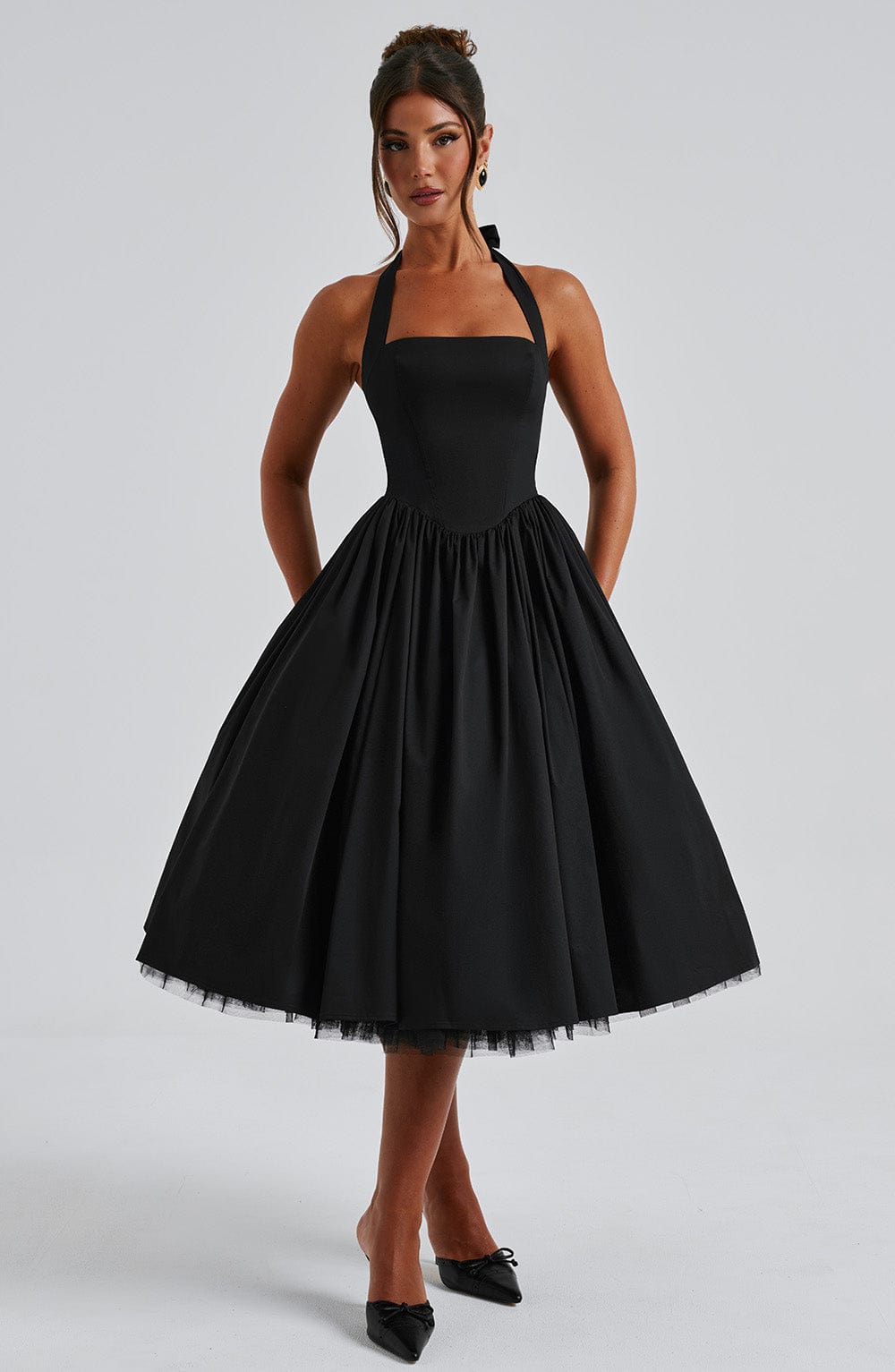 Robe mi-longue Cressida - Noir