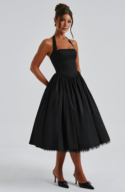 Robe mi-longue Cressida - Noir