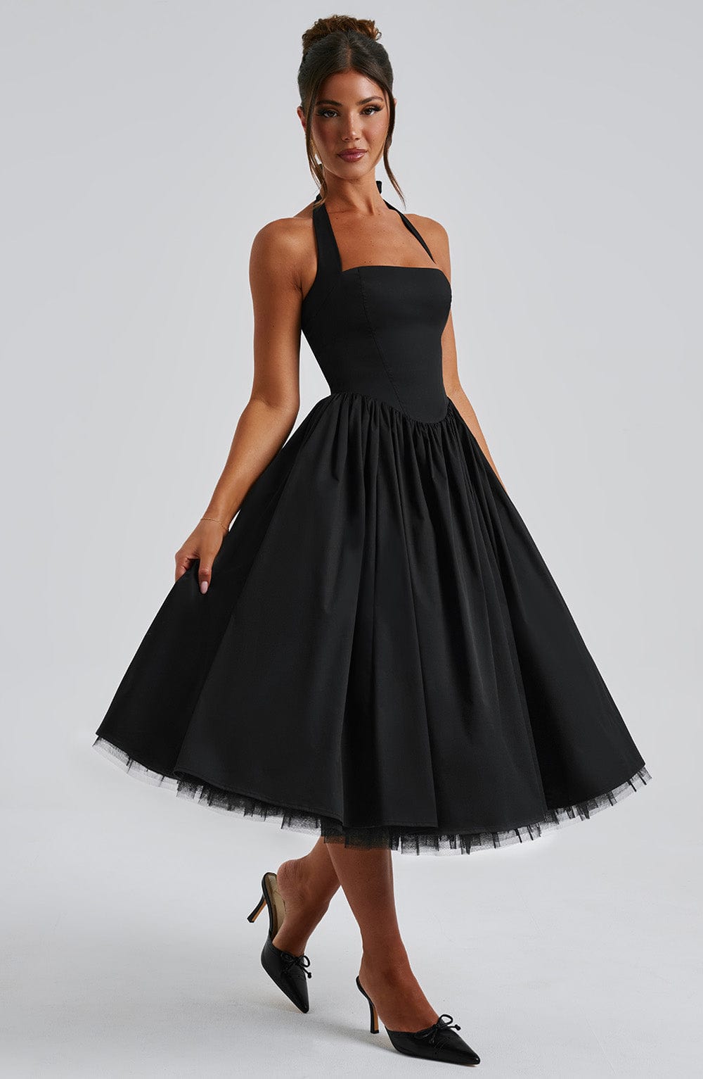 Robe mi-longue Cressida - Noir