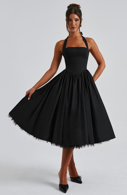 Robe mi-longue Cressida - Noir