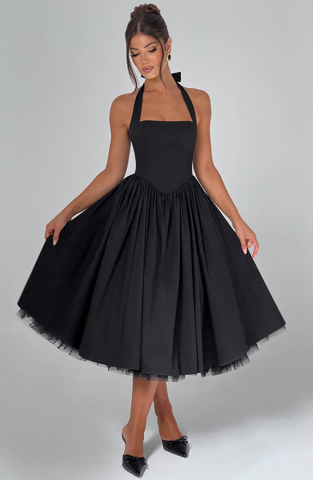 Robe mi-longue Cressida - Noir