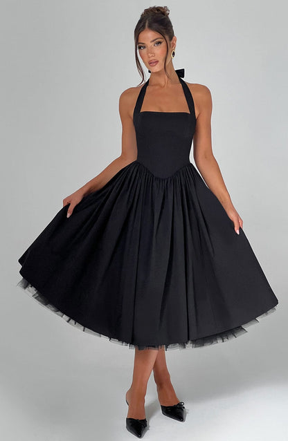 Robe mi-longue Cressida - Noir