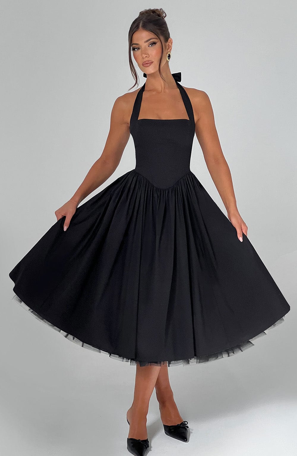 Robe mi-longue Cressida - Noir