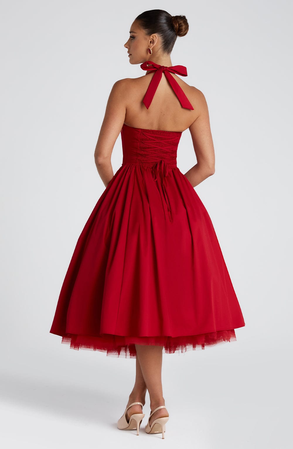 Robe mi-longue Cressida - Rouge