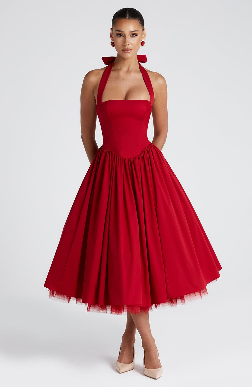 Robe mi-longue Cressida - Rouge