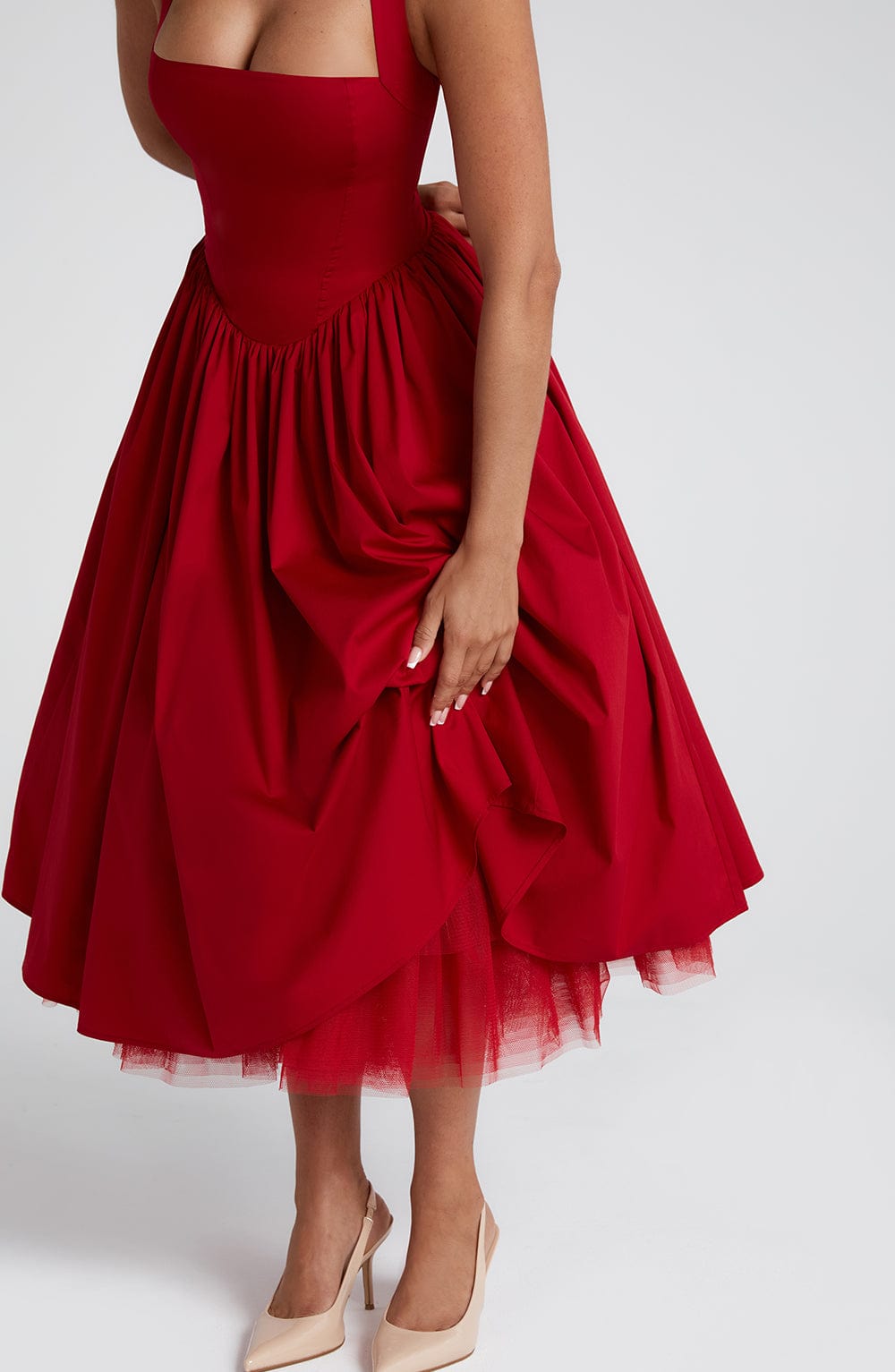 Robe mi-longue Cressida - Rouge