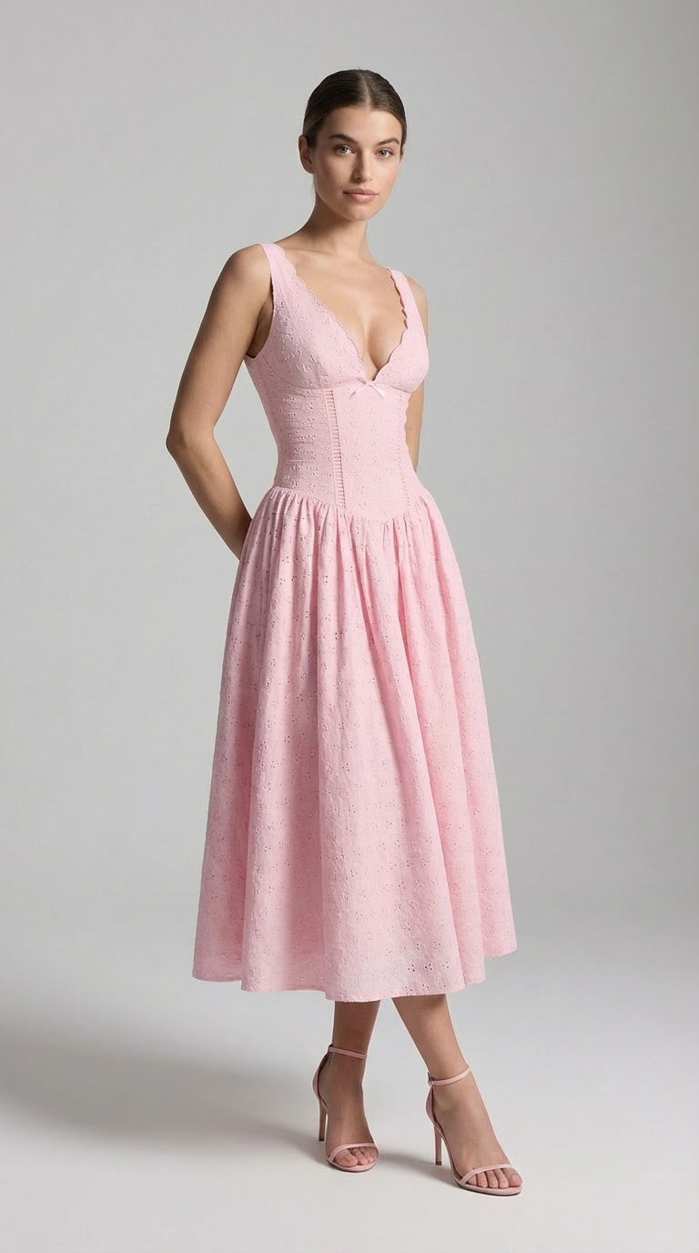 Althea Robe Mi-Longue - Rose Camélia