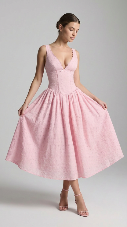 Althea Robe Mi-Longue - Rose Camélia