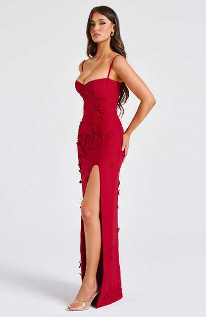 Robe longue Dalary - Doublée rouge