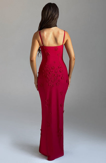 Robe longue Dalary - Doublée rouge