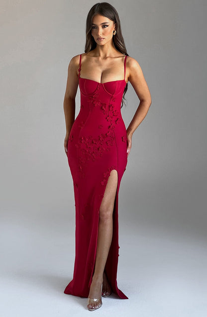 Robe longue Dalary - Doublée rouge