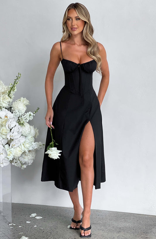 Robe mi-longue Deanna - Noir