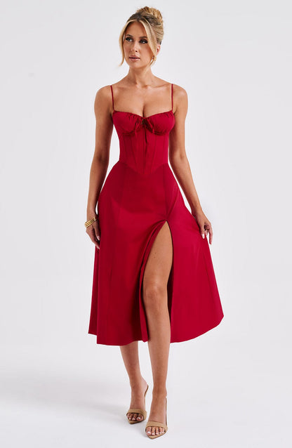 Robe mi-longue Deanna - Rouge