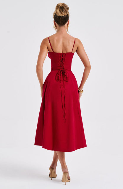 Robe mi-longue Deanna - Rouge