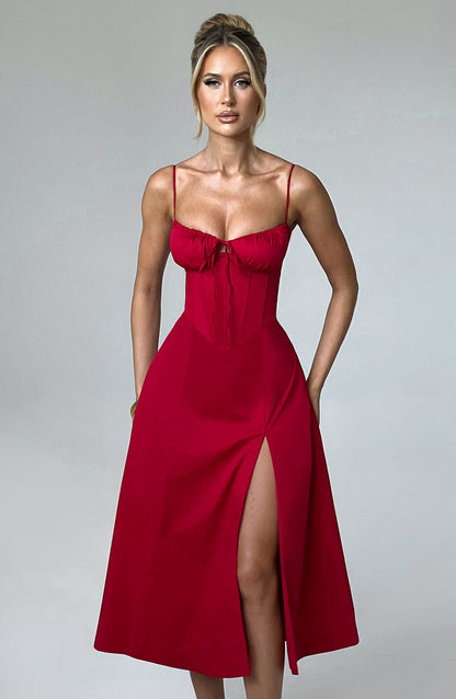 Robe mi-longue Deanna - Rouge