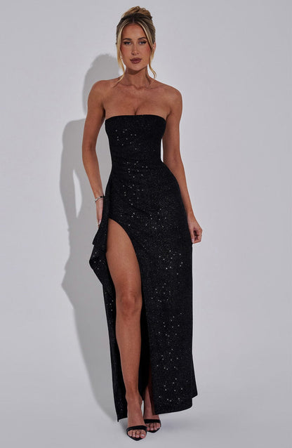 Robe longue Dhalia - Noir pailleté