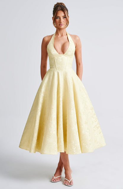 Robe mi-longue Effie - Citron