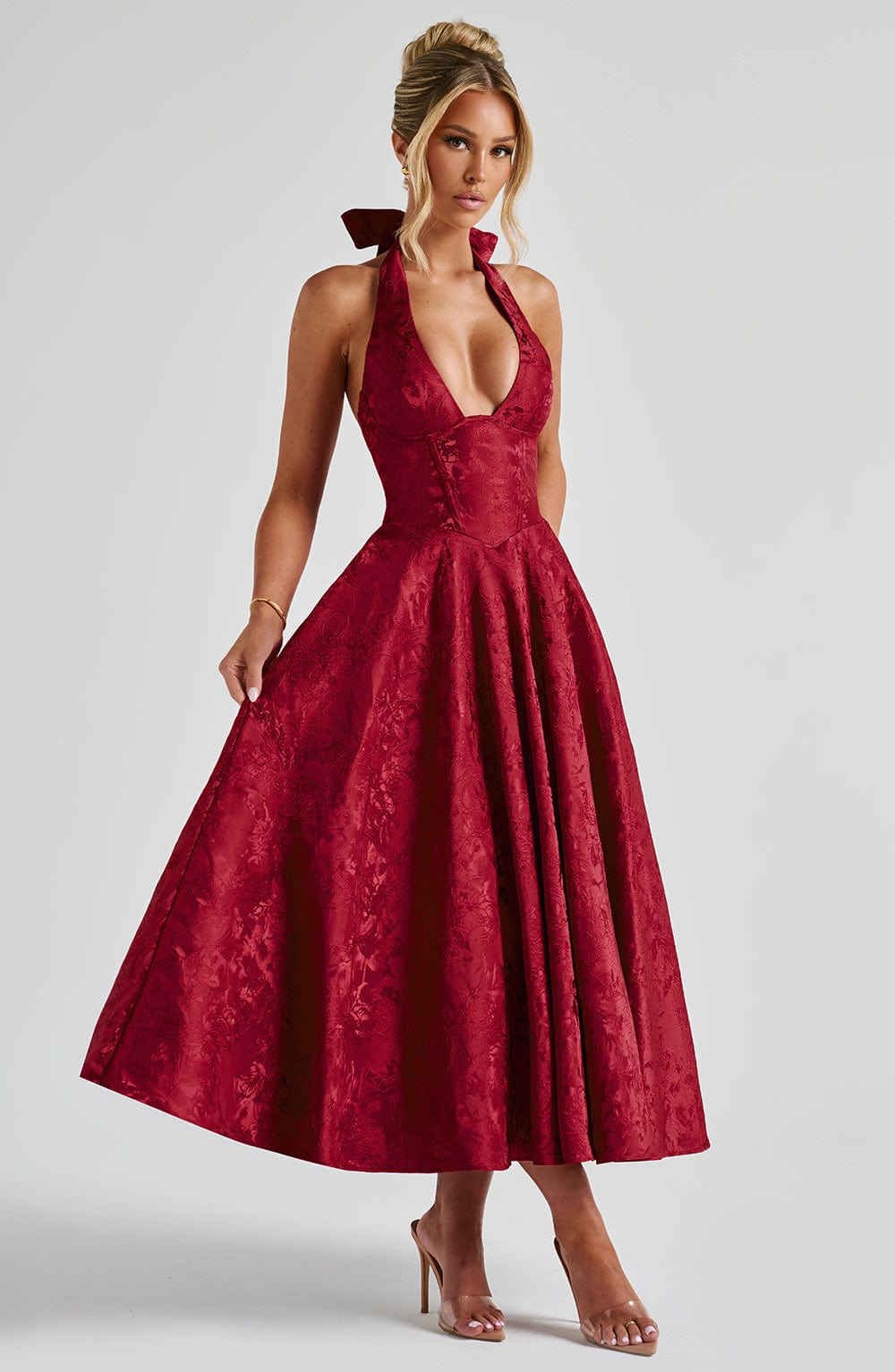 Robe mi-longue Effie - Rouge