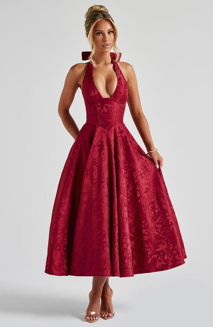 Robe mi-longue Effie - Rouge